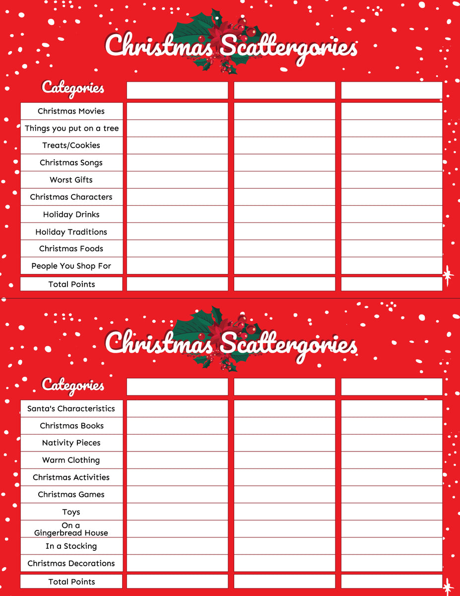 Christmas scattergories on sale