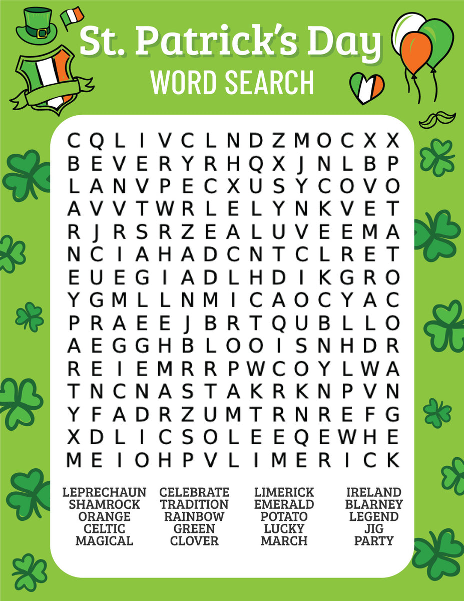 St. Patrick's Day Word Search (2 versions) Play Party Plan