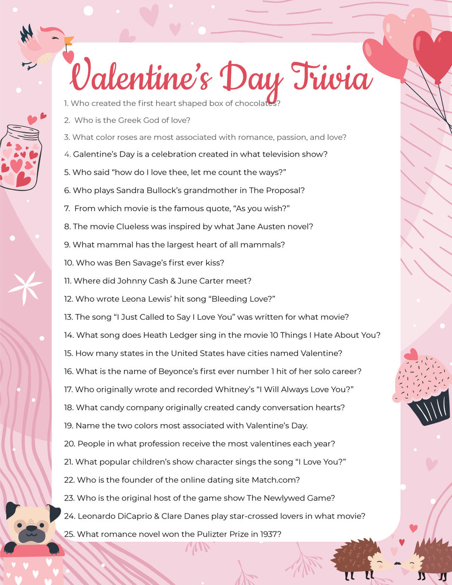 Valentine’s Trivia (30 questions) – Play Party Plan