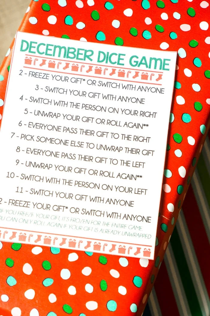 December Dice Game – Play Party Plan