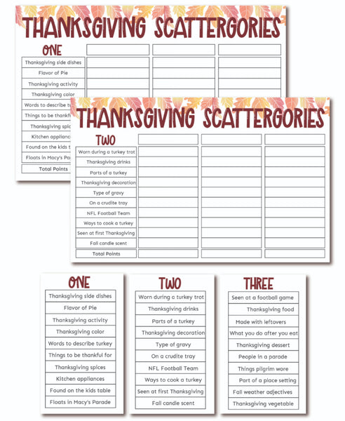 Thanksgiving Scattergories