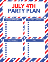 4th of July Party Planning Sheets