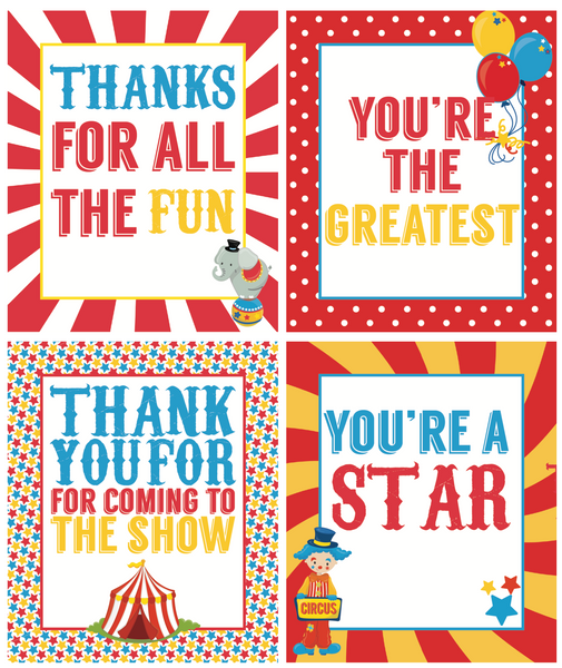 Circus Party Favors/Gift Tags (8 designs!)