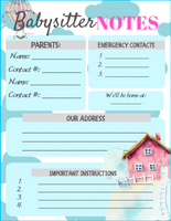 Baby Sitter Forms (3 pages)