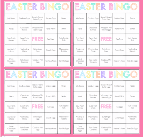 Easter Candy Bingo (12 cards)