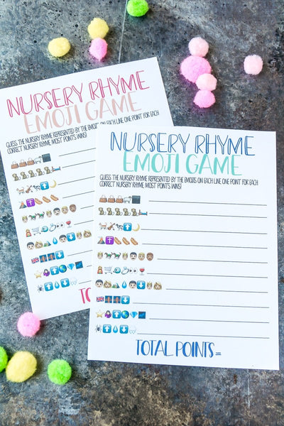 Nursery Rhyme Baby Shower Emoji Games